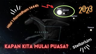 Melihat Hilal 1 Ramadhan 1444H, 2023 (Simulasi Menggunakan Stellarium) screenshot 5
