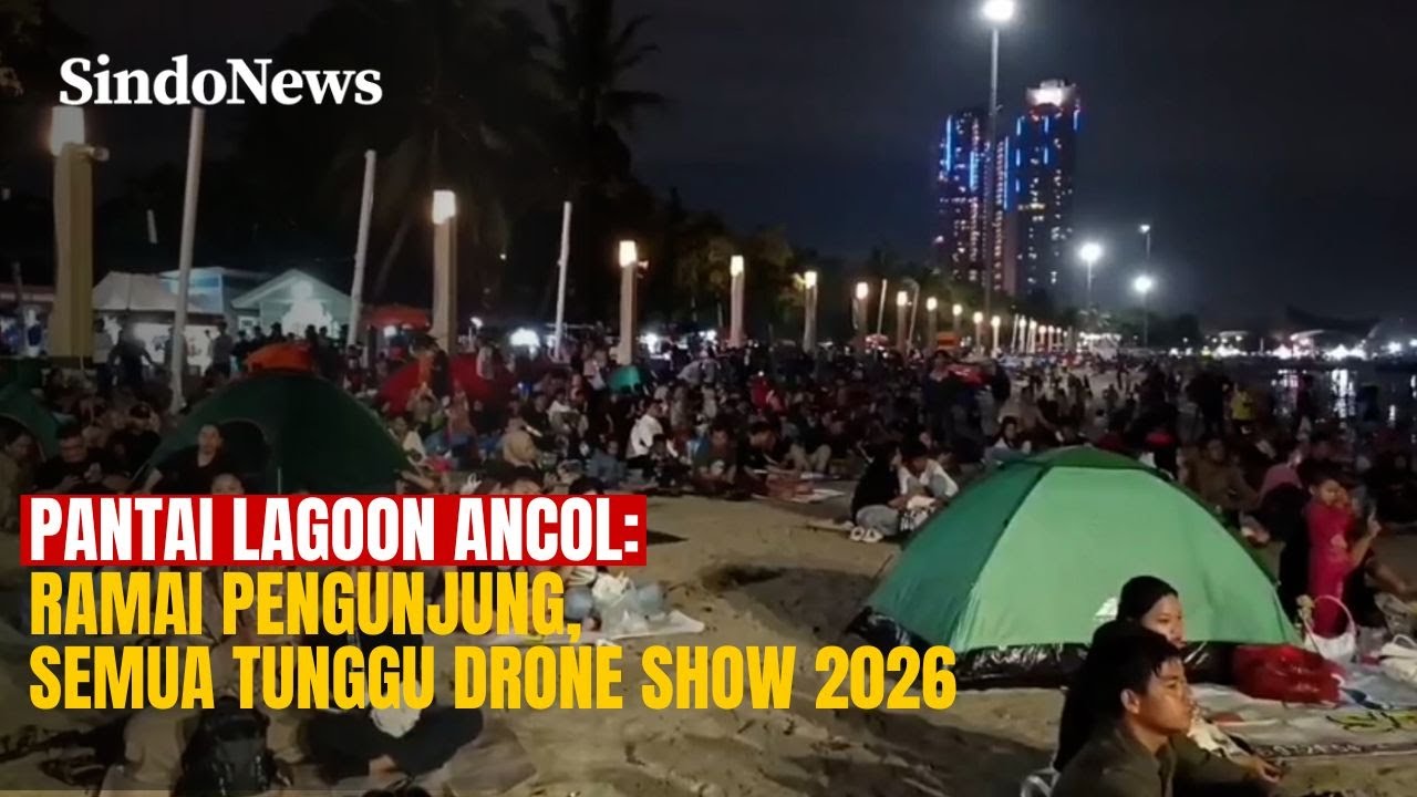 Suasana Terkini Pantai Lagoon Ancol: Ramai Pengunjung, Semua Tunggu Drone Show 2026