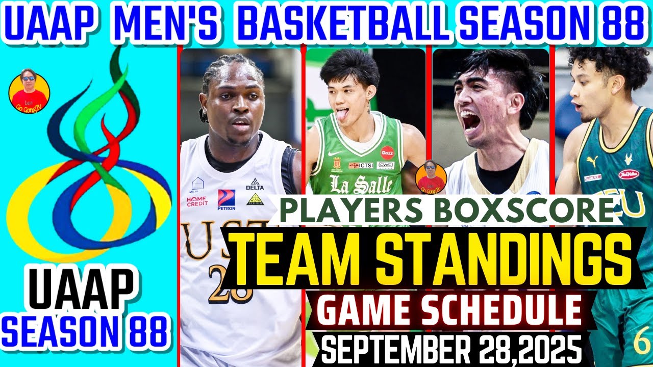 TEAM STANDINGS UAAP SEASON 88 MEN'S BASKETBALL SEPTEMBER 27,2025|UAAP ...