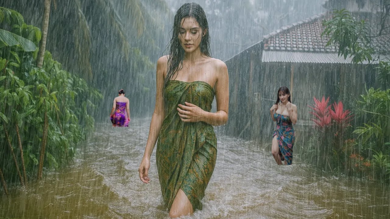 Heavy Rain and Strong Wind Storms Hit Village Life - Walking Amid Heavy ...