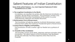 Indian Constitution-- Salient features