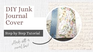 How to make a junk journal cover out of a cereal box step by step DIY full tutorial 🤩🧵📔