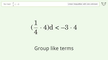 Solving Linear Inequalities: d/4 is Smaller Than -3