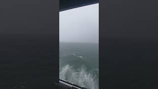 Stormy ferry ride from Cais do Sodre to Cacilhas Portugal