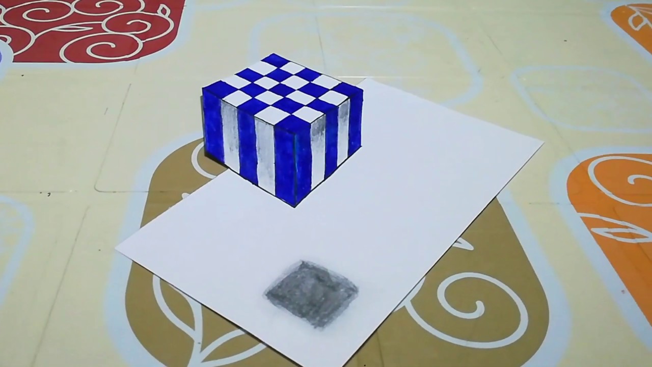 3D trick art on paper, floating board