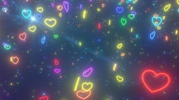Spinning Neon Hearts Deep In Outer Space With Sparkling Stars Shining 4K DJ Visuals Loop Background