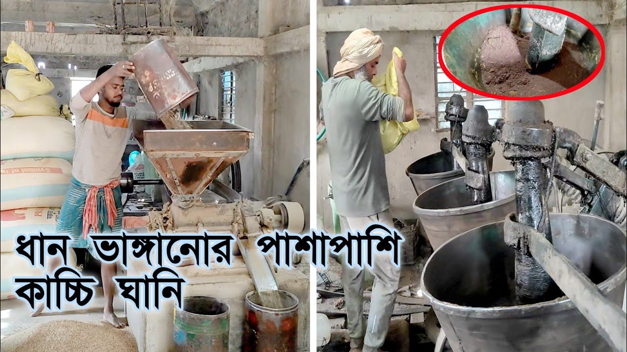 ধান ভাঙ্গানো মেশিন এর পাশাপাশি কাচ্চি ঘানি কল।