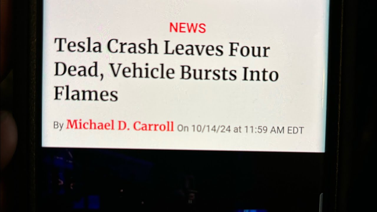 Tesla crash four dead, vehicle burst into flames - YouTube
