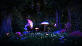 24/7 Enchanted Forest Night Ambience ✨🍄 Mystical atmosphere, calming nature sounds & occasional rain