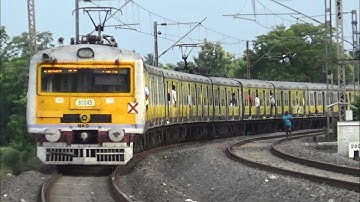Amazing Colourful Ad-Printed Conventional EMU Trains Speeding in Huge Sharpe Curve & Skip Furiously