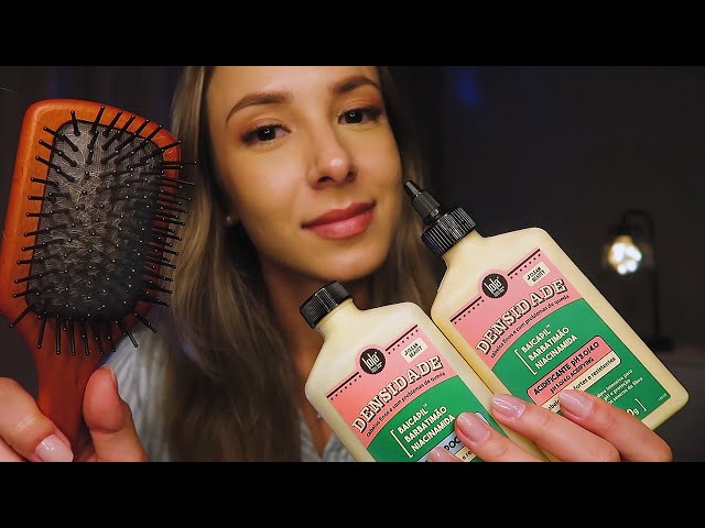 ASMR 🛋️ MEXENDO no seu CABELO até você DORMIR (shampoo, cremes, óleos..)