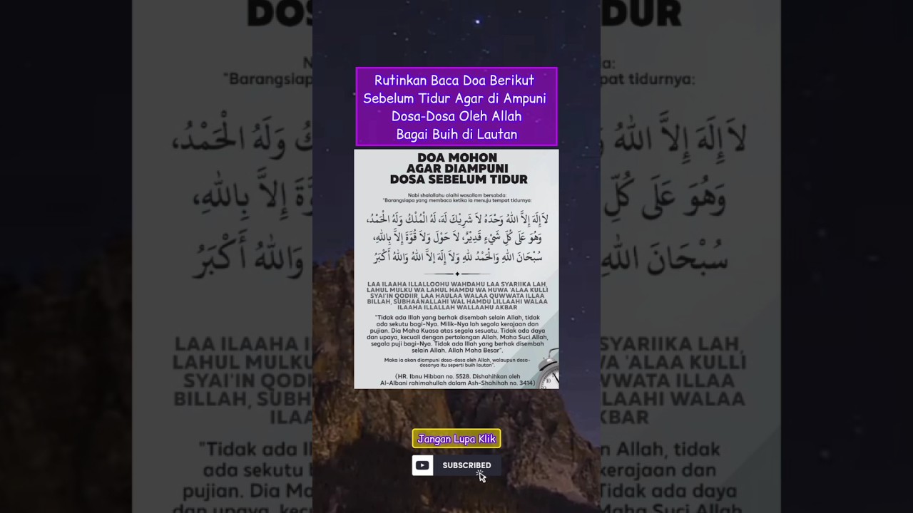Doa Penghapus Dosa Seperti Buih di Lautan di Baca Sebelum Tidur #doa #