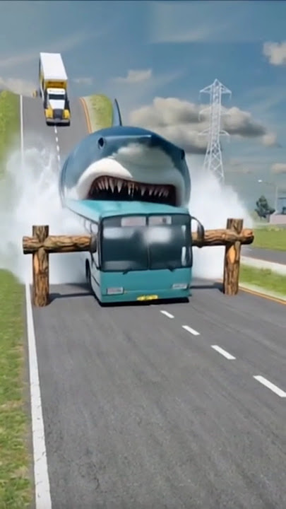 Astaghfirullah, ,,,‼️Bus Telolet Basuri Dimakan Ikan Gede,⁉️#truk #truck #bussid #crash #shorts