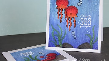 Create A Smile Blog Hop | Copic Colored Backgrounds Sea Life Cards
