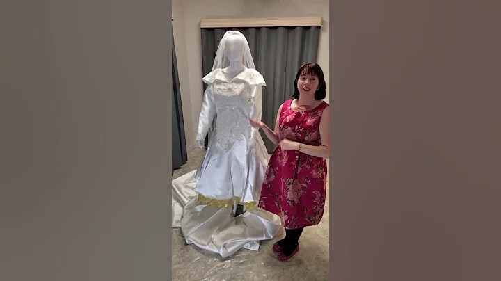 Order 284 Video 12 Mikado Silk Wedding Dress Sleeves, With Removable Ceremony Skirt and reception dr