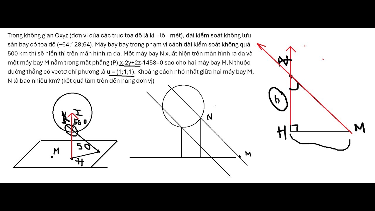 Toán 12: Trong không gian Oxyz (đơn vị của các trục tọa độ là ki – lô - mét), đài kiểm soát không