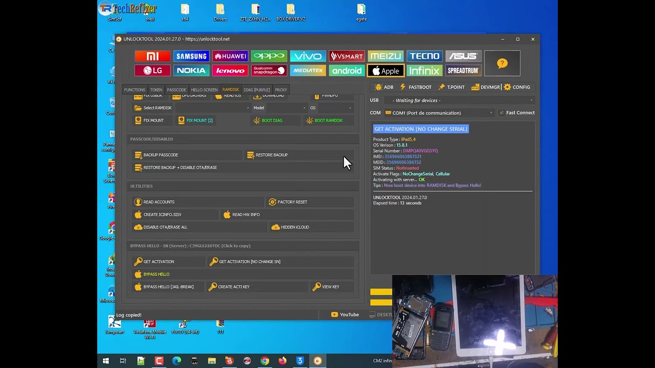 Ipad Air 2 (A1567) Icloud Bypass no Change Serail Unlock Tool