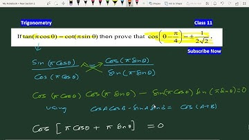 If tan(πcos θ) = cot(π sin θ) then prove that cos(θ-π/4)=+- 1/2√2 | Trigonometry | NCERT Exemplar