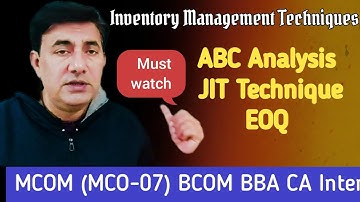 #MCO-07 #Techniques of Inventory Control #Unit-18 #ABC Analysis #EOQ #JIT