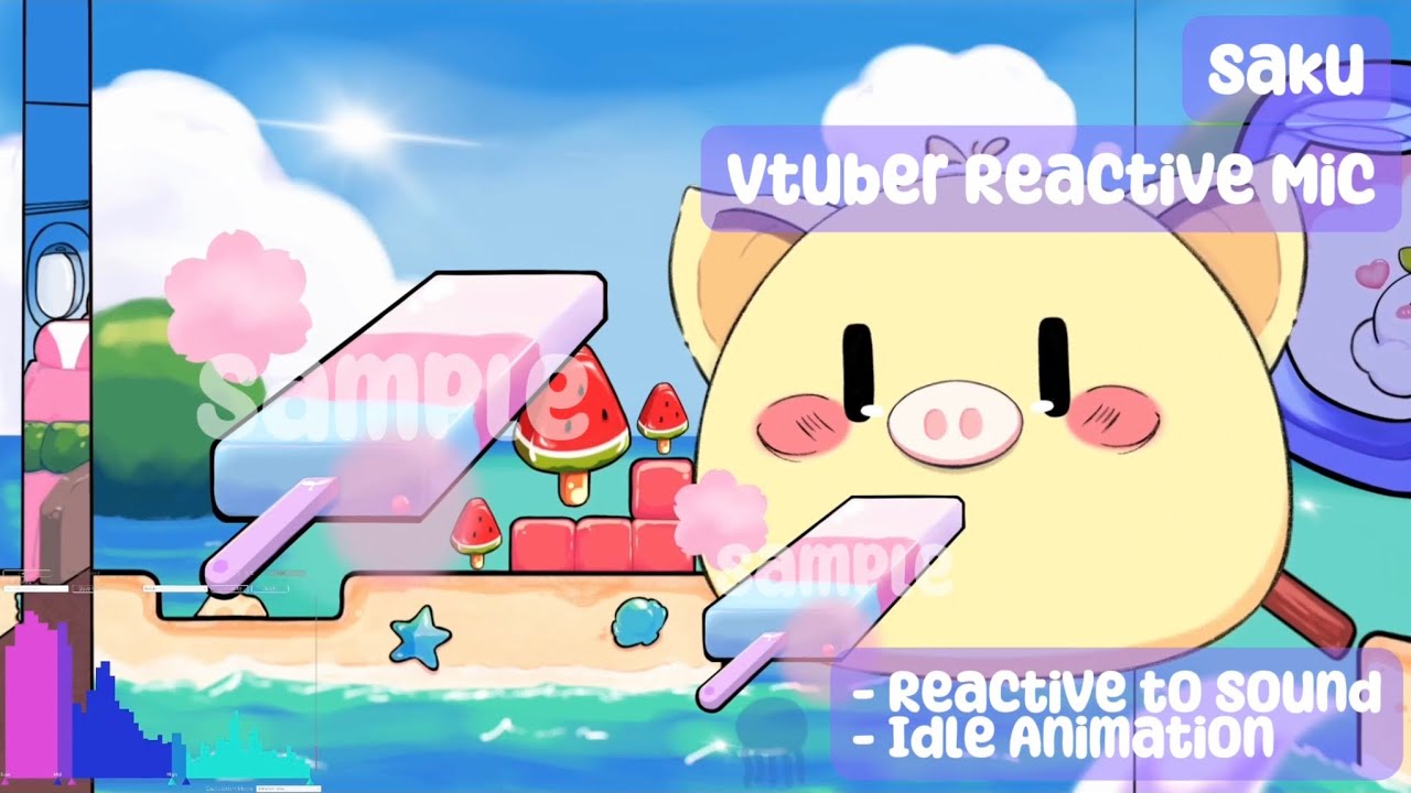 Saku Vtuber Live2d Reactive Microphone さく 🌸 (On sale/販売中)