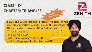 Δ ABC and Δ DBC are two isosceles triangles on the same base BC and vertices A and D are on the.....