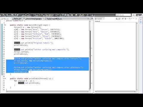 Java-programmering 38 - Sortering med compare()