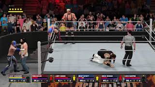 Top rope dropkick 2 outside assisted Suplex piledriver