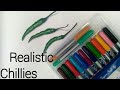 #rtsart/Realistic chilly 🌶️ drawing with watercolour brush 🖌️ pens
