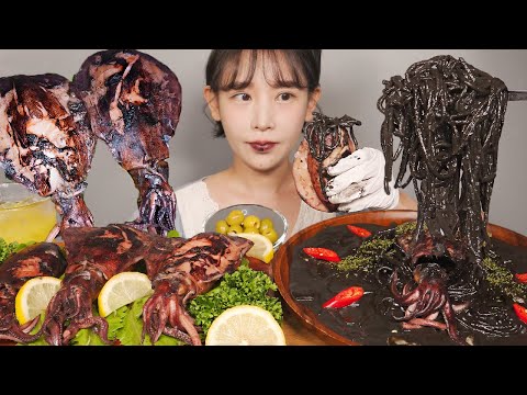 돌아온 무늬오징어 통찜🦑 먹물크림파스타🍝 Patterned <strong>Squid</strong> &amp;amp; Black <strong>Squid</strong> Ink Pasta [eating <strong>show</strong>]mukbang korean food