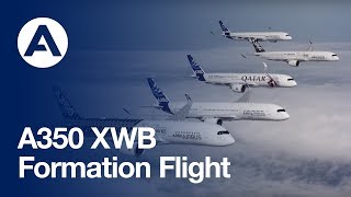 The A350 XWB test fleet joins up in formation flight