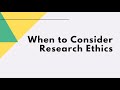 When to consider research and knowledge exchange ethics