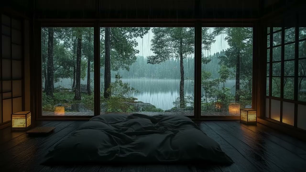 Serene Garden Rain at Midnight 🌙 Relaxing Dark Bedroom for Uninterrupted Rest