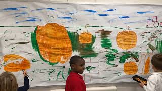 Swain Campus Kindergarten&#39;s Collaborative Pumpkin Patch Mural Adventure 🎨🍂