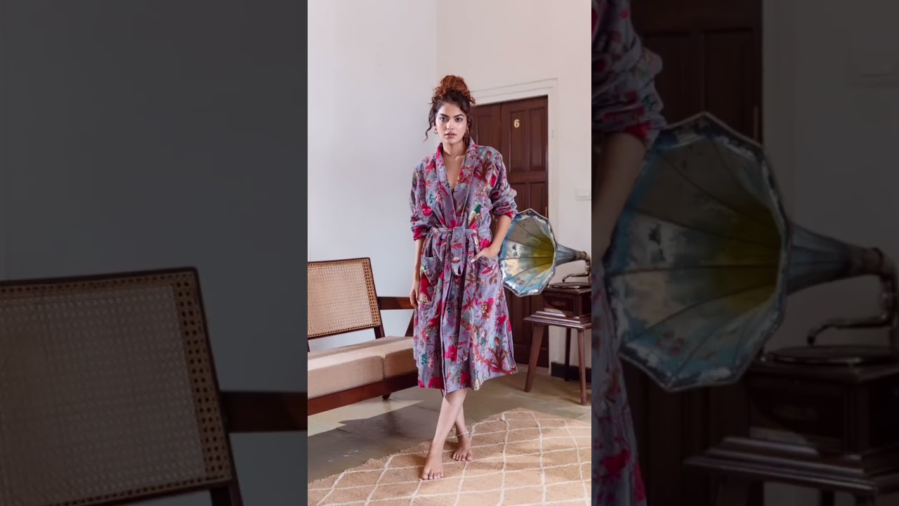 Indian Hand made velvet kimono for winter bath robe 