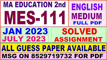 mes 111 solved assignment 2023 / mes 111 solved assignment 2022-23 / ignou mes 111 2023-24