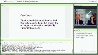 Webinar - Secondary use of My Health Record data