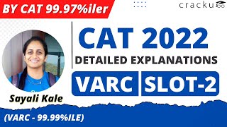 CAT 2022 : VARC (Slot2) Video Solutions  With Detailed Explantion By Sayali Kale