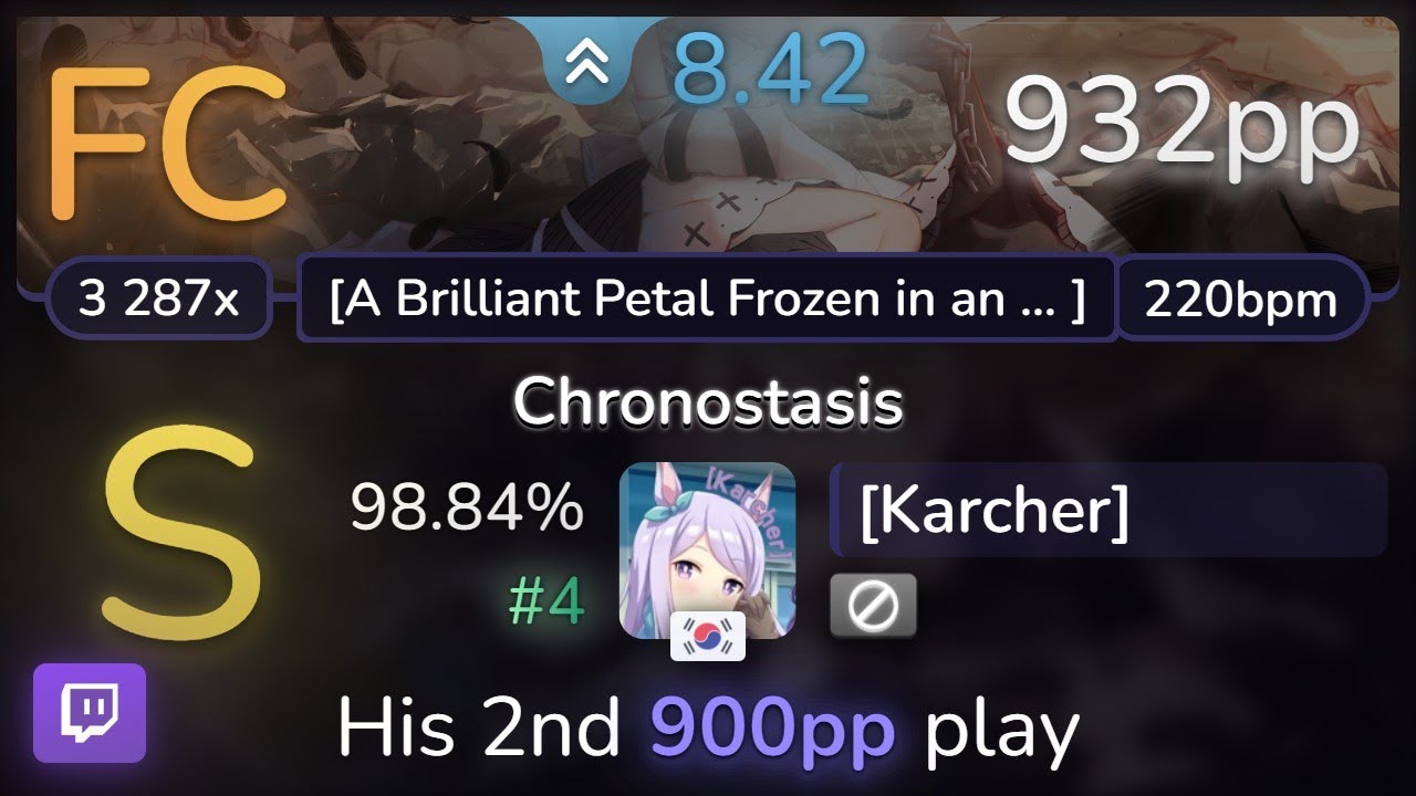 🔴 8.4⭐ [Karcher] | Release Hallucination - Chronostasis [A Brilliant] 98.84% (#4 932pp FC) - osu!