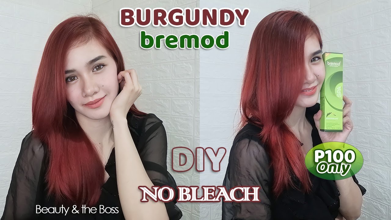 DIY TIPID HAIR COLOR | TIPS & TUTORIAL | NO BLEACH | BREMOD BURGUNDY - DARK  RED | 100 Pesos Only - YouTube
