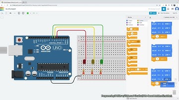Programming 3 LEDs w/Tinkercad Circuits (Web-Based Arduino Simulator)