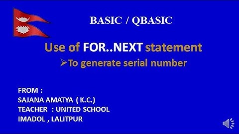 A QBASIC PROGRAM TO SHOW THE  USE OF FOR ..... NEXT STATEMENT