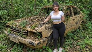 Girl Resurrects Forgotten Car Lost in the Bushes in the Forest - Car Engine Repair
