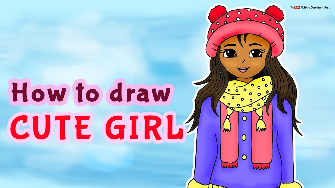 How to draw CUTE GIRL | Easy Tutorial for kids - YouTube