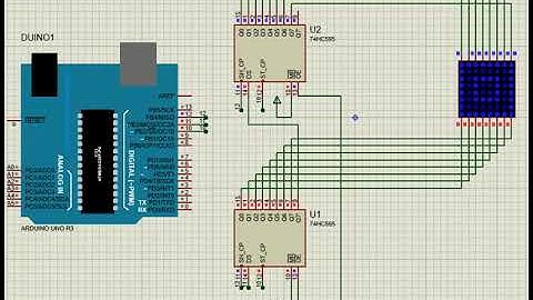 Basic animation matrix display using Arduino simulated in Proteus