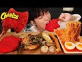 ASMR MUKBANG | 직접 만든 치토스 돈마호크 스테이크 치즈스틱 불닭 비빔 라면 먹방 & 레시피 CHEETOS TOMAHAWK AND FIRE NOODLES EATING