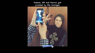 when joshua, dk and vernon got pranked by the manager 😭😂🤣 #seventeen #joshua #dk #dokyeom #vernon