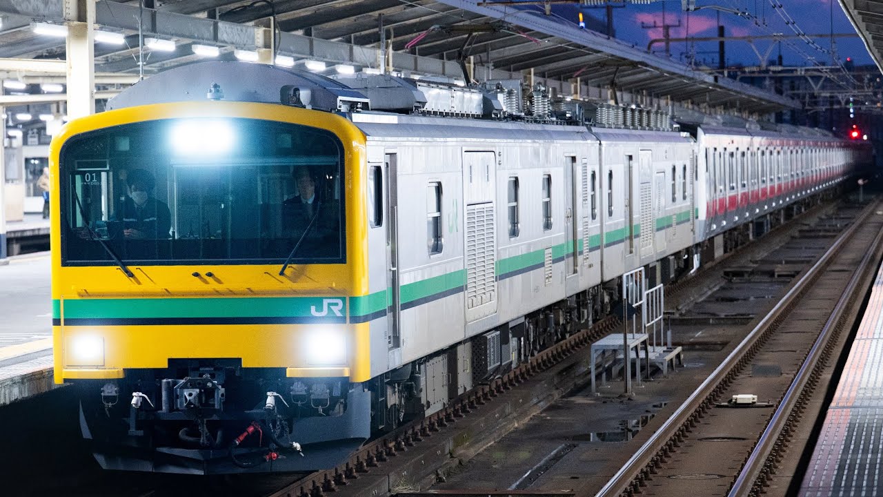 E493系ｵｸ01編成+E233系ケヨ501編成 AT出場配給 配9535M(機器更新)新習志野駅発車