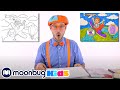 Learn colors and draw blippi  playground for children  educationals  moonbug kids