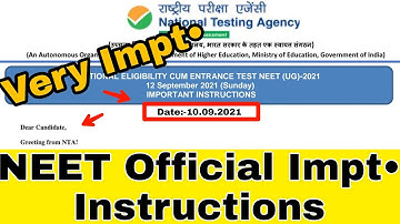 NTA (NEET)Official Important Instructions & Notifications🔔||