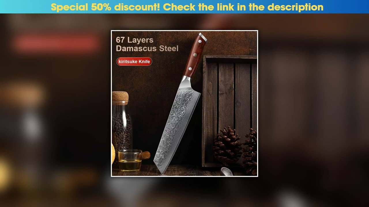 Top 8.5" Kiritsuke Knives 67 Layers Damascus Steel Sharp Blade Chef Knife Meat Cutting Kitchen Cook